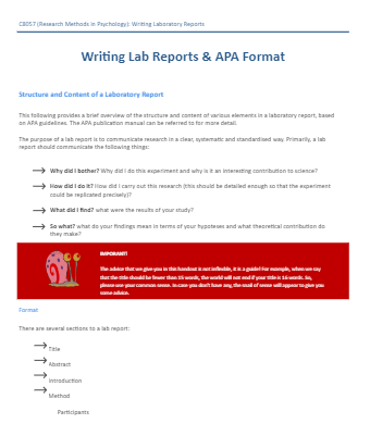 Apa Format Lab Report