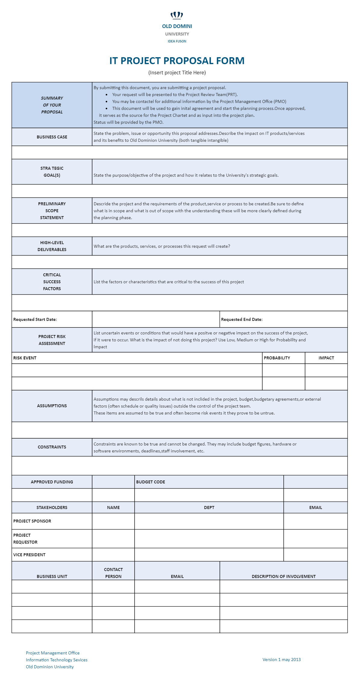 It Project Proposal Template
