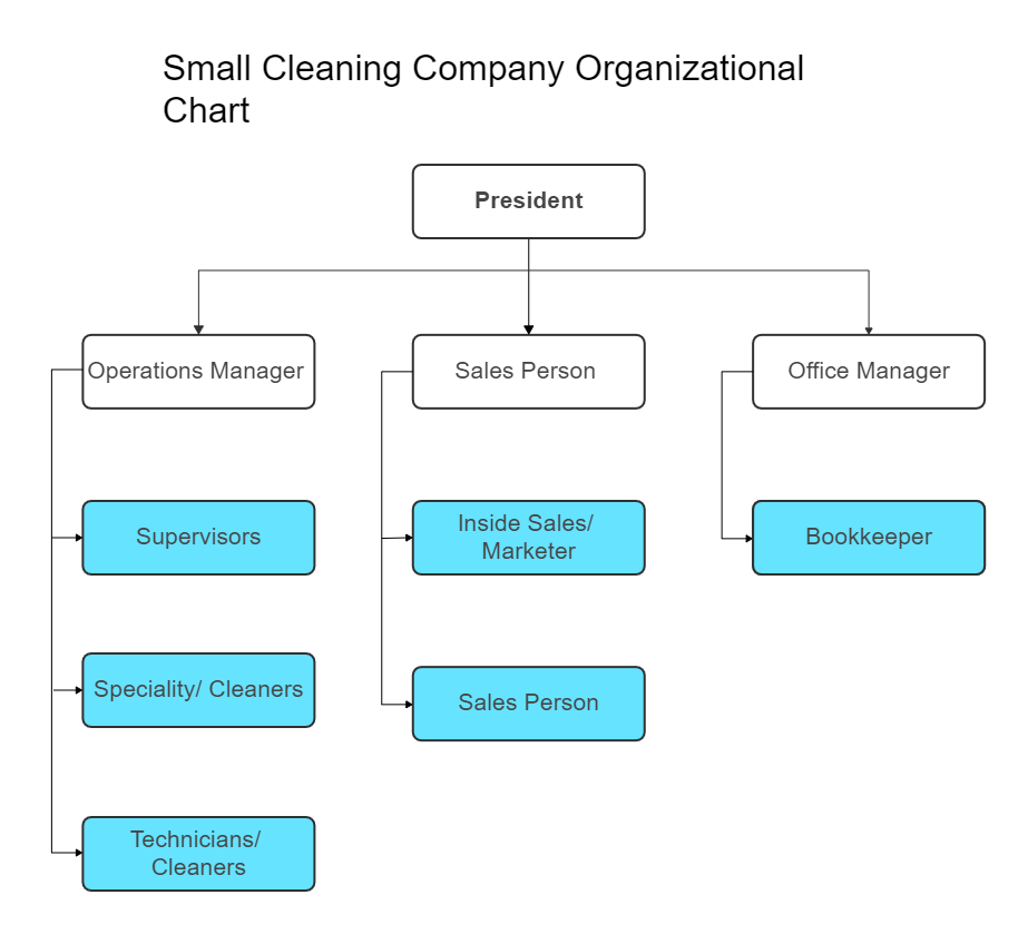 Small Cleaning Company Organizational Chart