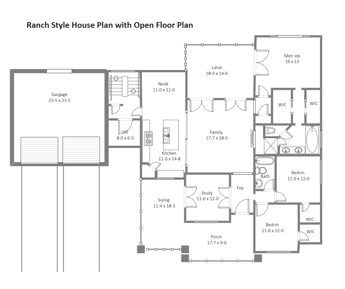 Ranch Style House Plan with Open Floor Plan