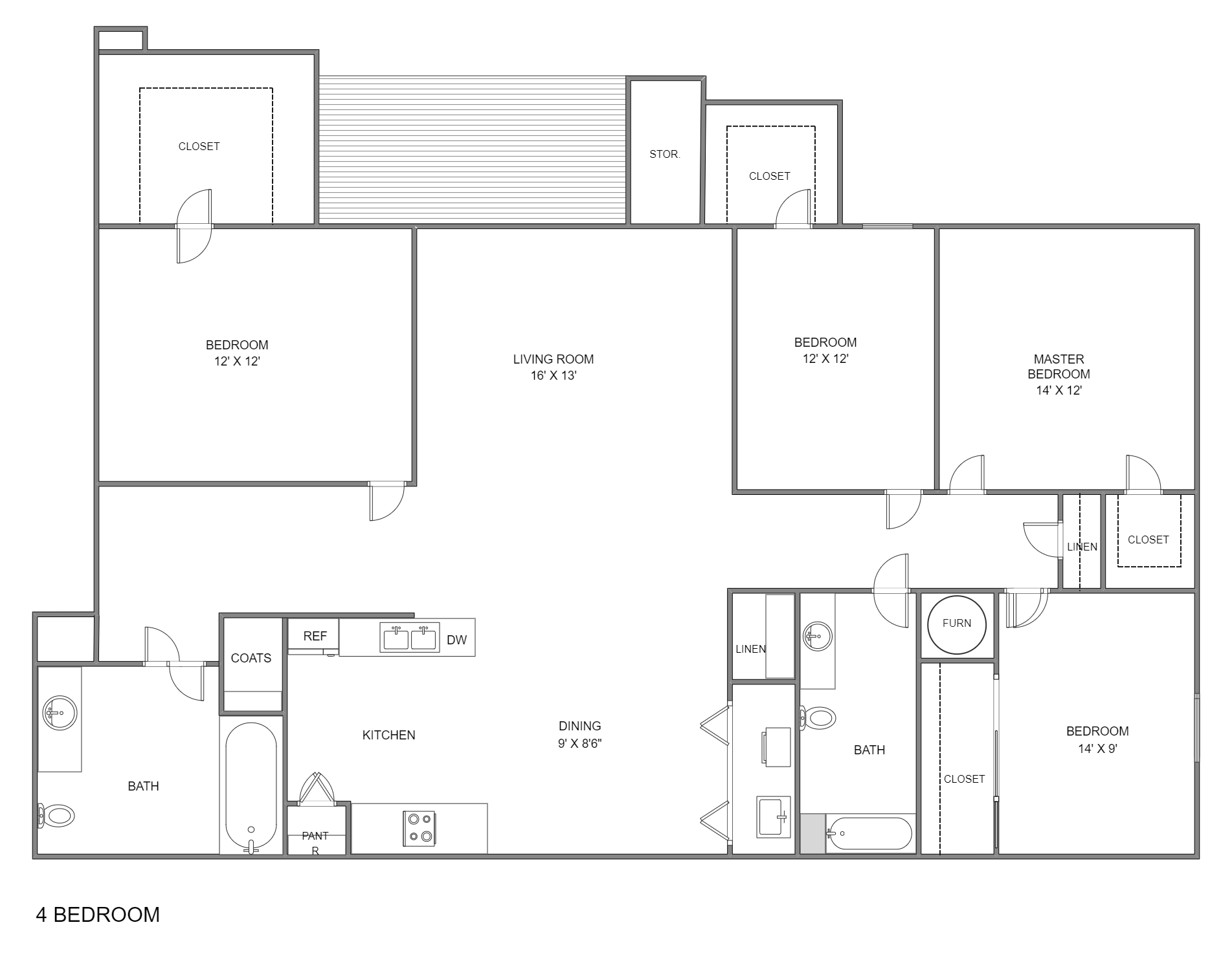 Apartment 4 Bedroom Floor Plan