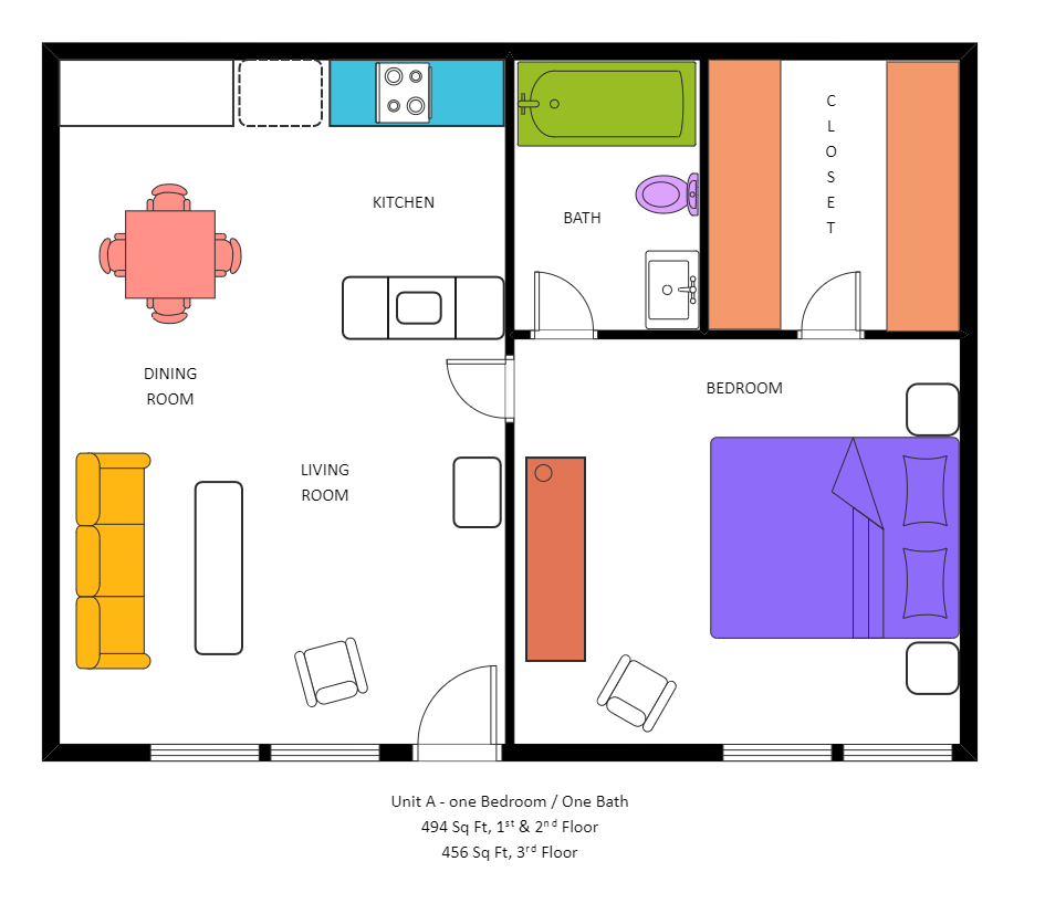 One Bedroom Apartment Floor Plan
