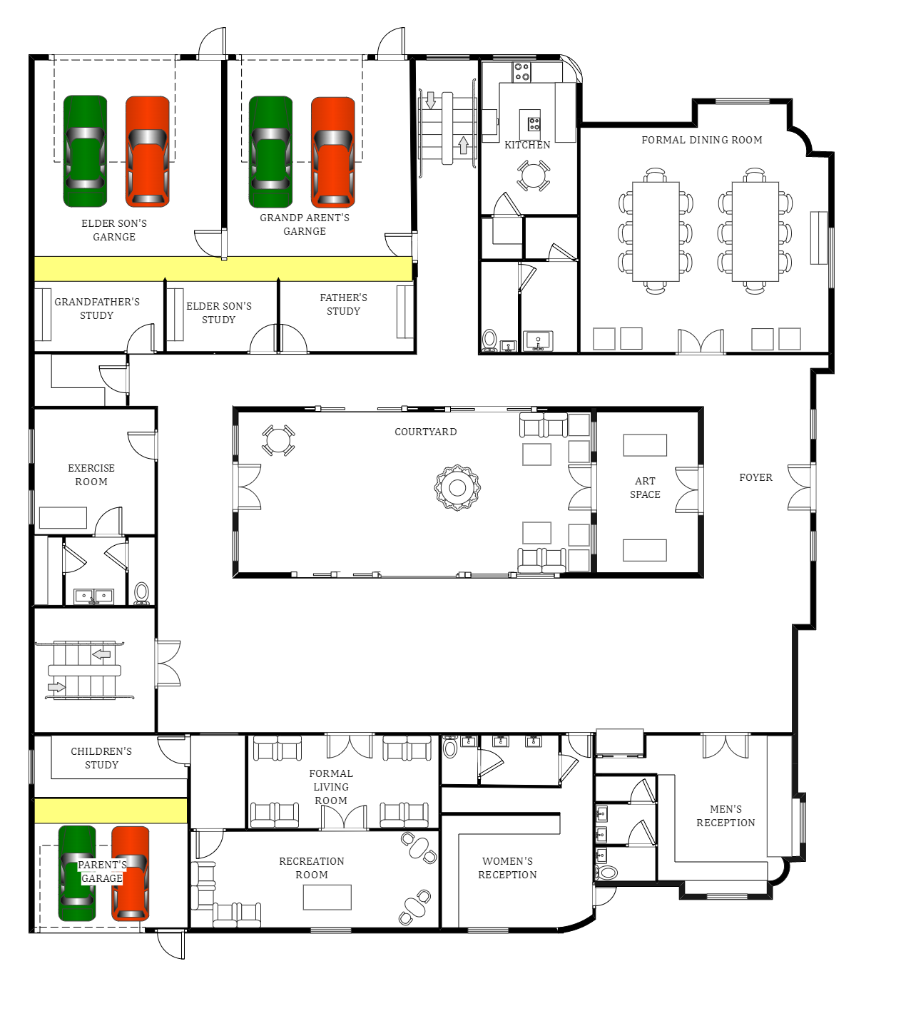 Flat Modren Family House Plan