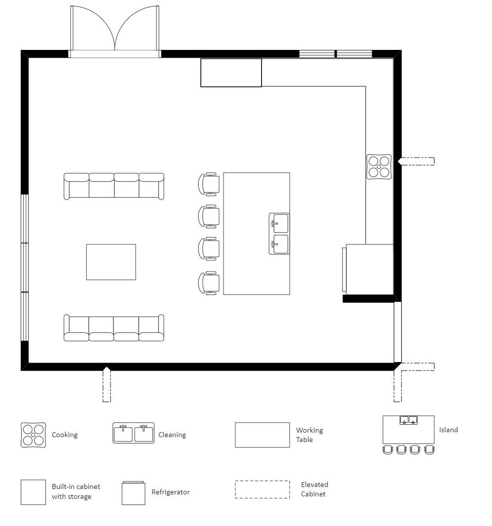 L Shaped Kitchen Plan Layout