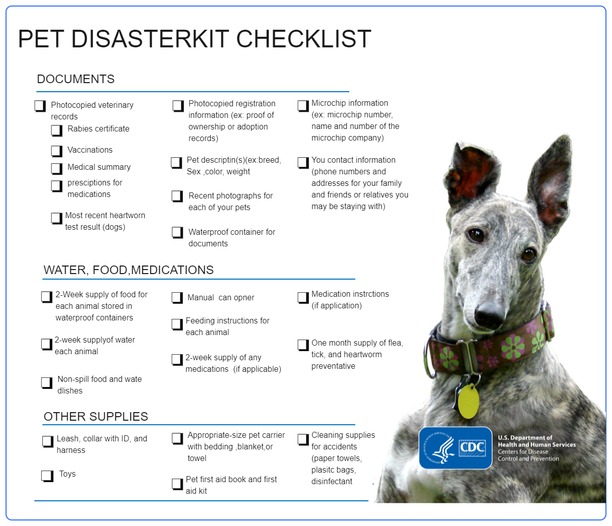 Pet Evacuation Checklist