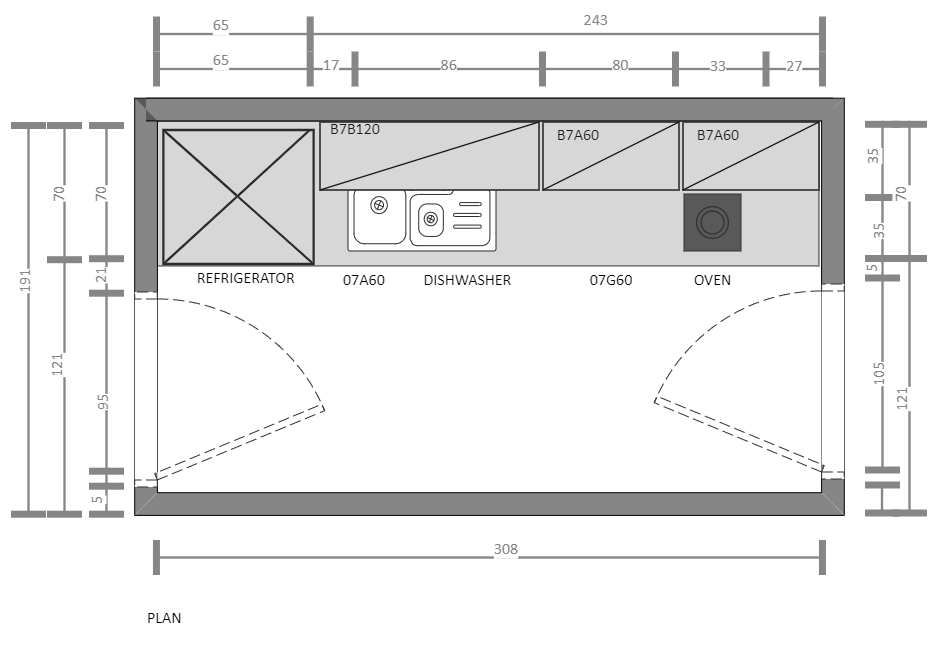Single Wall Kitchen Floor Plan