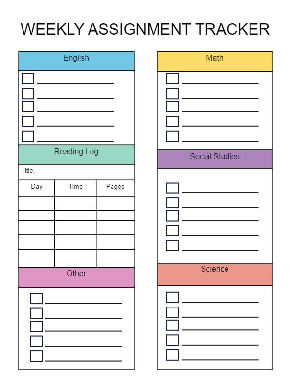 Weekly Assignment Tracker Template