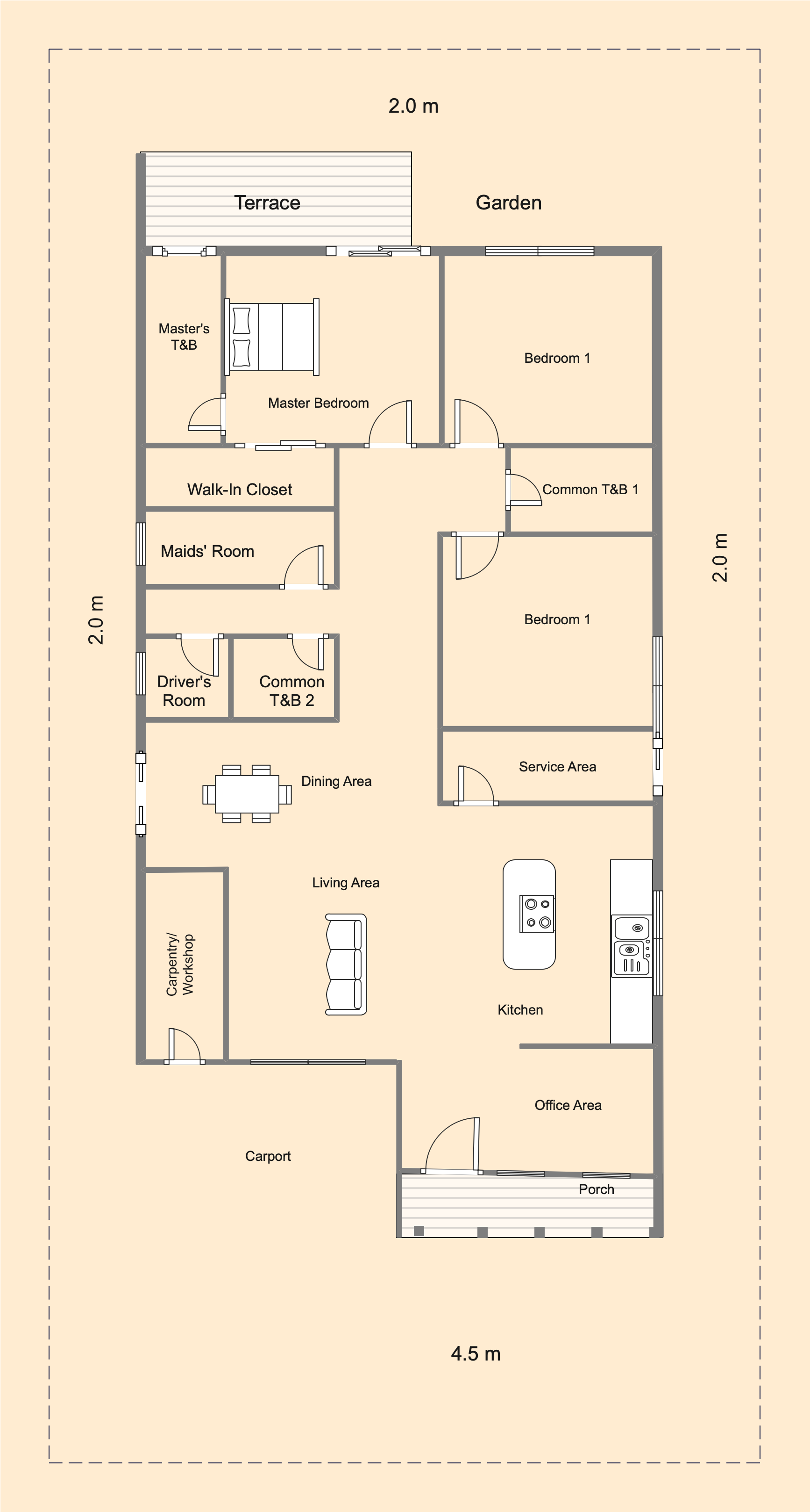 One Floor House Plan
