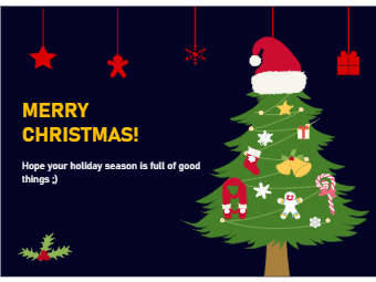 Christmas Card with Christmas Tree and Hat