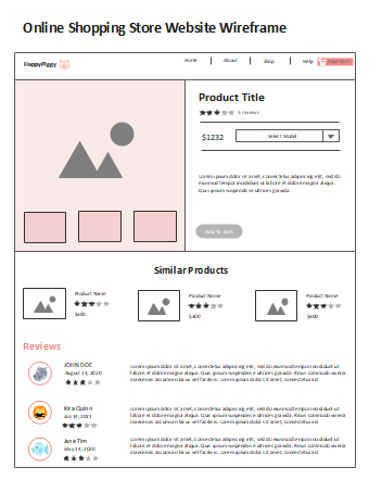 Online Shopping Store Website Wireframe