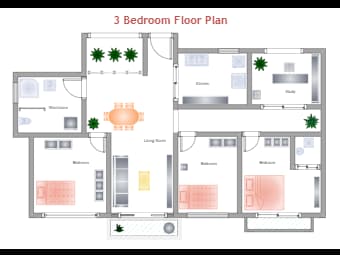 3-Bedroom Floor Plan Design for Family