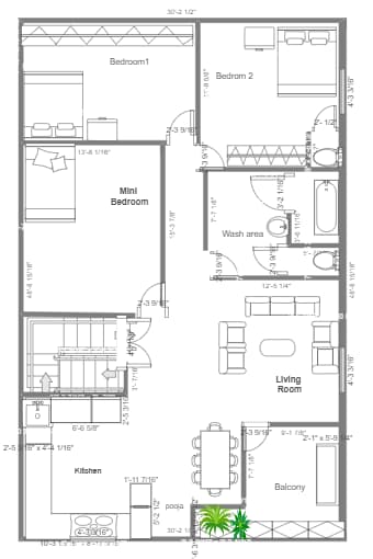 First Floor House Plan With Mini Bedroom