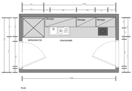 Single Wall Kitchen Floor Plan | EdrawMax Templates