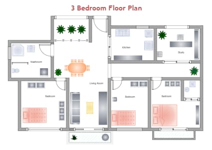 Three-Bedroom Apartment Floor Plan