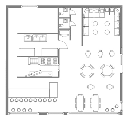 Restaurant Floor Plan Layout | EdrawMax Templates