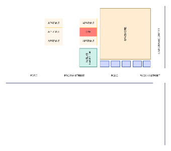 Simple Layout Plan of a Residential and Commercial Area with Streets