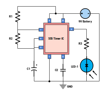 555 Timer IC Circuit Diagram