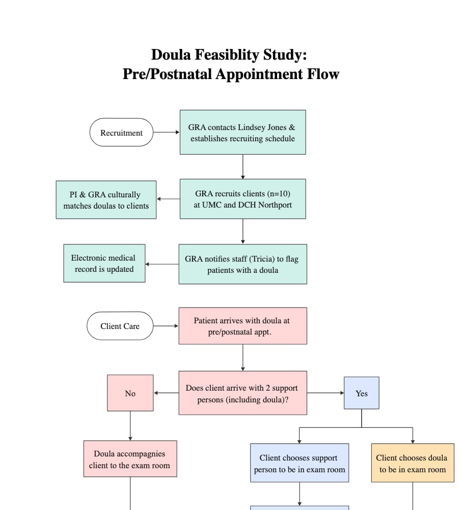 Doula Feasibility Prenatal and Postpartum Appt Flow