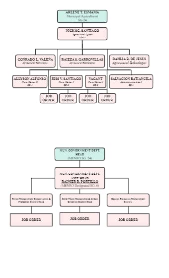Organizational Chart for Tourism and Agriculture