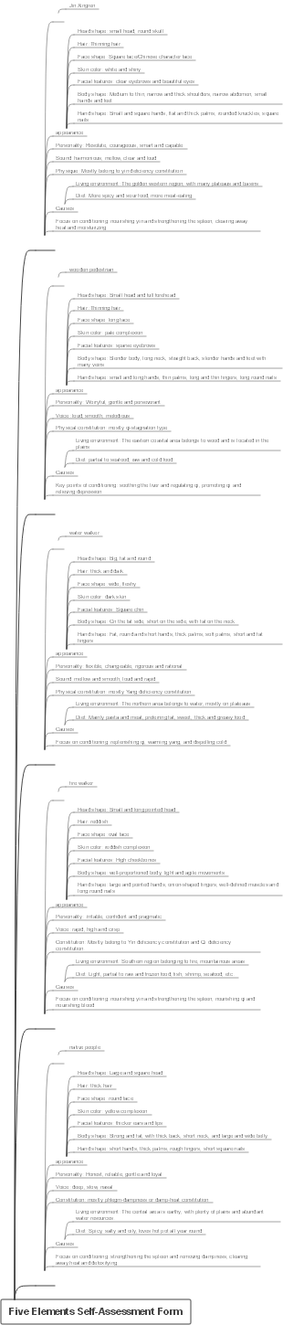 Chinese Medicine Five Elements Self-Assessment Form