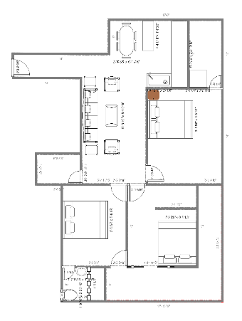 Three-Bedroom House Floor Plan | EdrawMax Templates