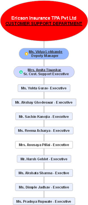 Ericson Insurance TPA Pvt LtdCUSTOMER SUPPORT DEPARTMENT