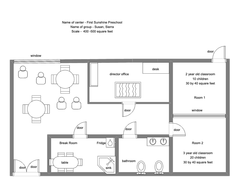 First Sunshine Preschool Floor Plan | EdrawMax Templates