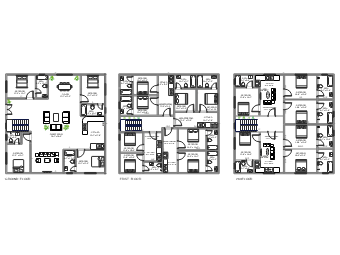 3 story 50x50 House Plan