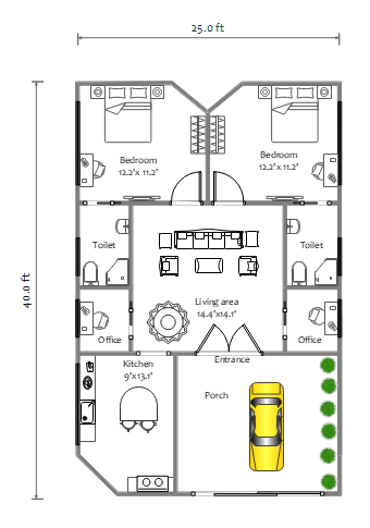25x40 Floor Plan
