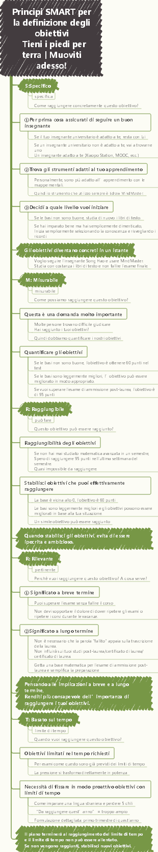 Mappa mentale verticale del principio SMART
