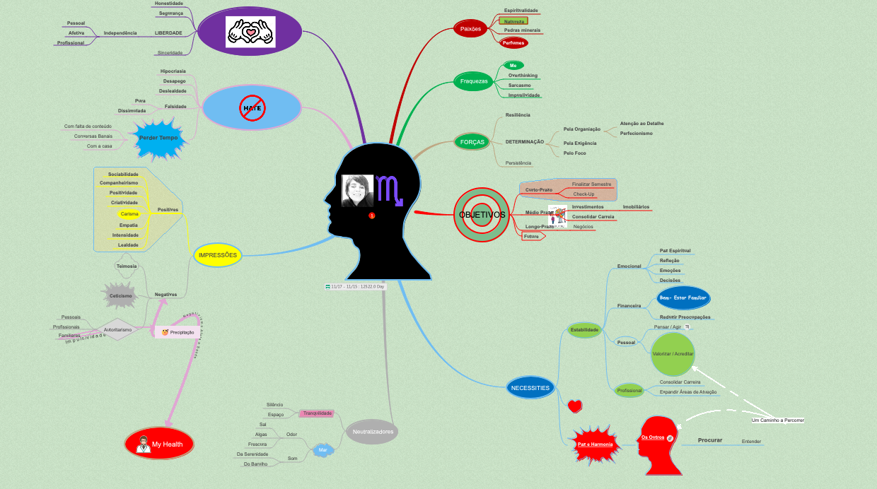 Mapa Mental Integrando Aspectos Pessoais e Objetivos