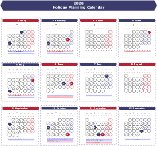 2026 Holiday Planning Calendar