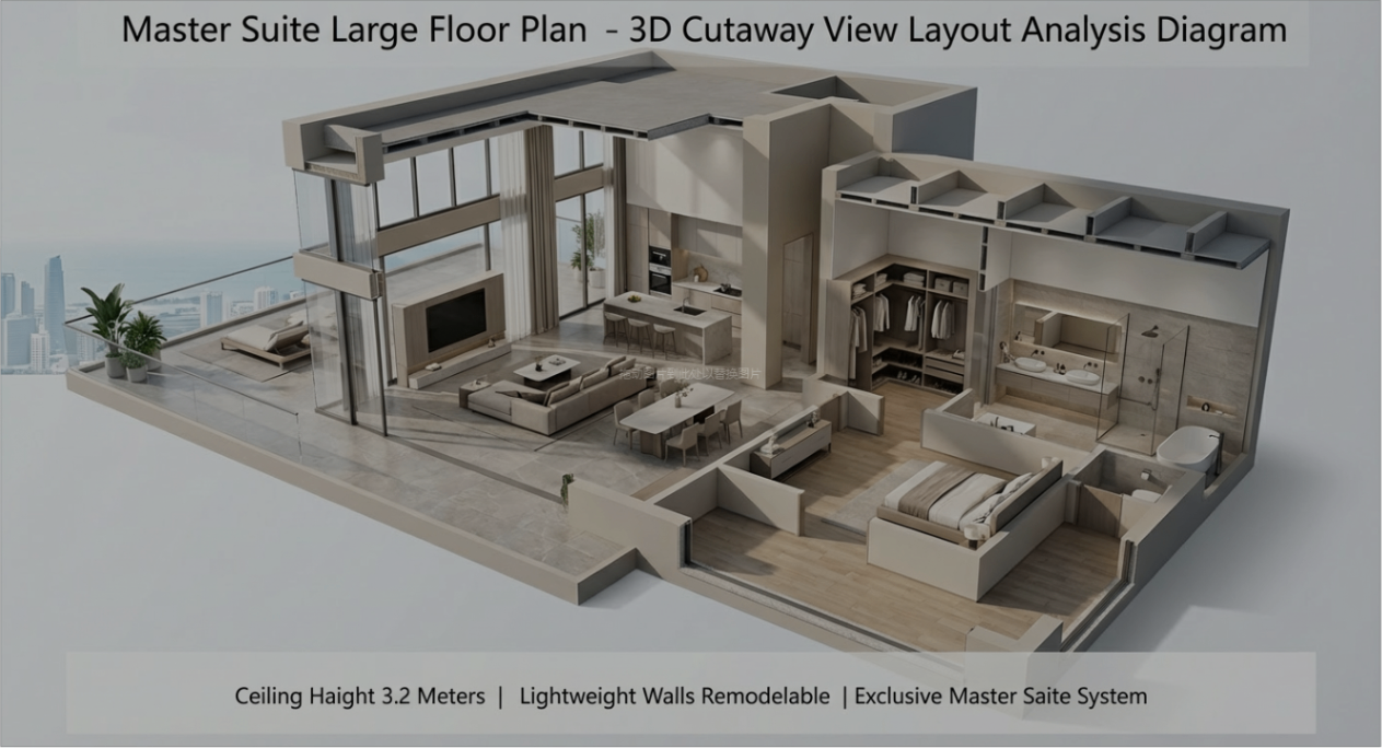 Master Suite 3D Floor Plan | EdrawMax Templates