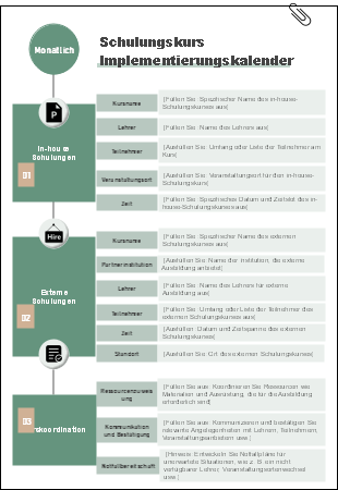 Monatlich Schulungskurs Implementierungskalender