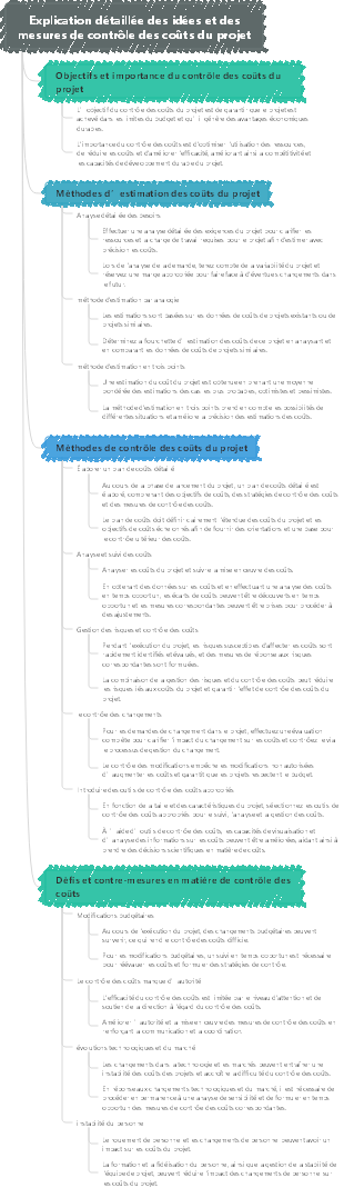 Explication détaillée des idées et des mesures de contrôle des coûts du projet