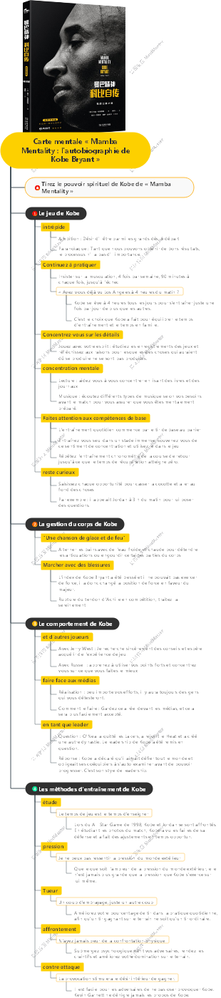Carte mentale « Mamba Mentality  l'autobiographie de Kobe Bryant »