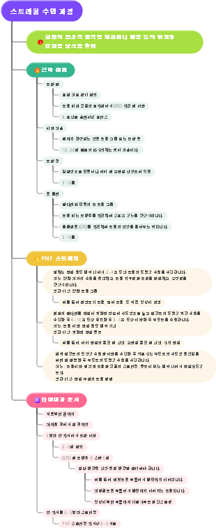 피트니스 스트레칭 수업 과정 마인드맵