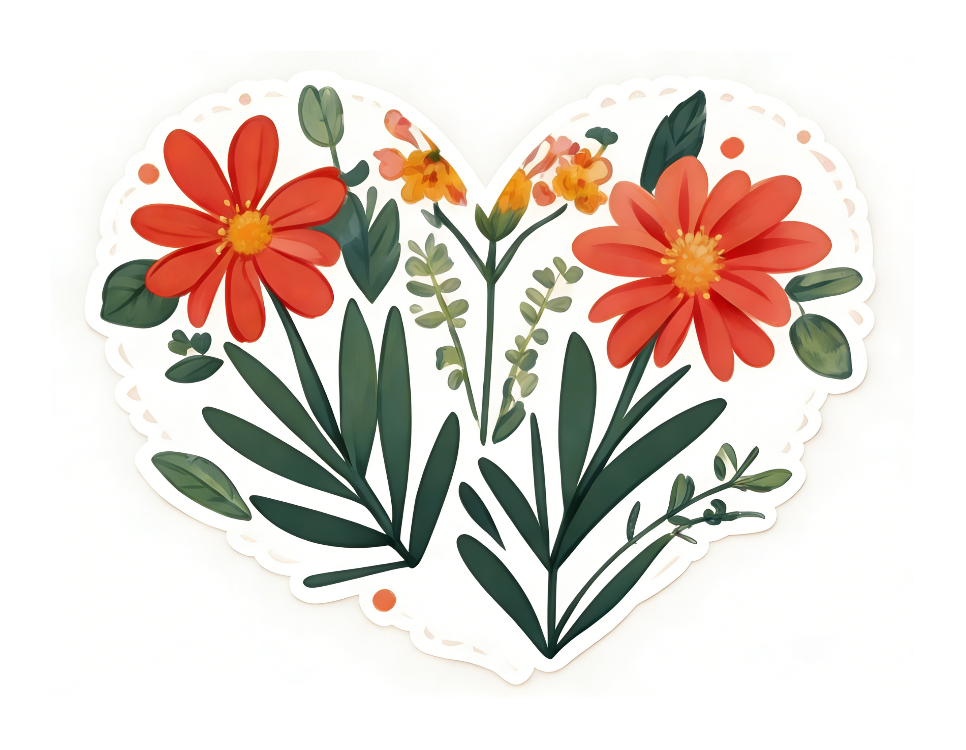 Floral Heart Sticker | EdrawMax Templates