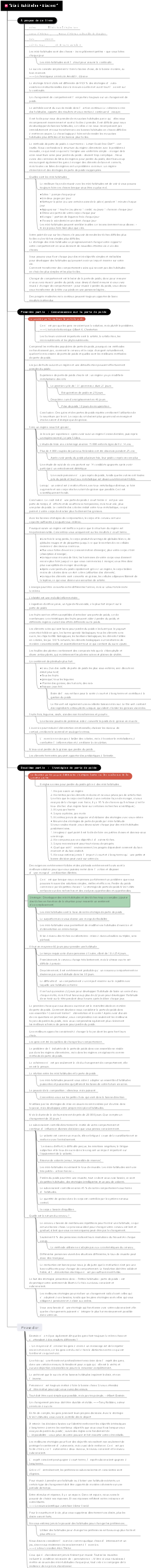 Notes de lecture « Mini habitudes · Minceur »