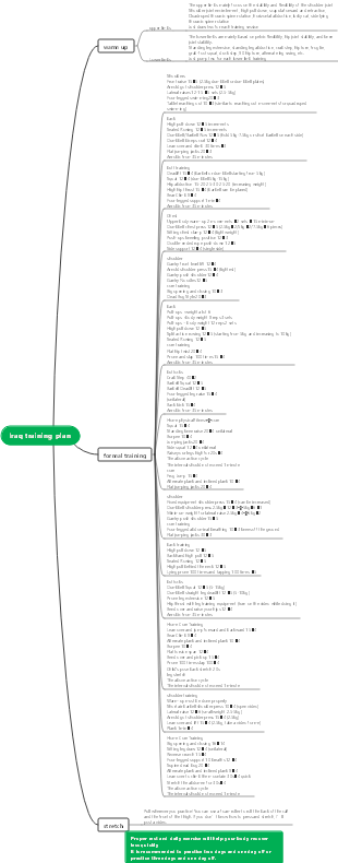 Fitness training plan mind map