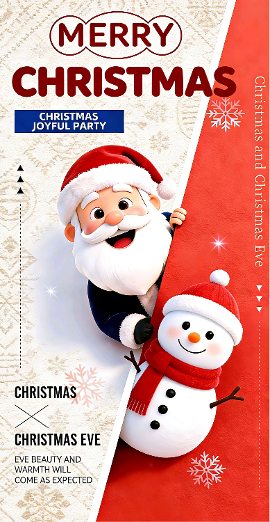 Merry Christmas with Santa and Snowman