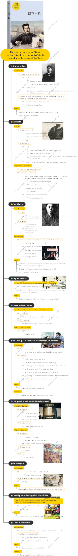 Mappa del pensiero Fiori mattutini colti al tramonto della raccolta delle opere di Lu Xun