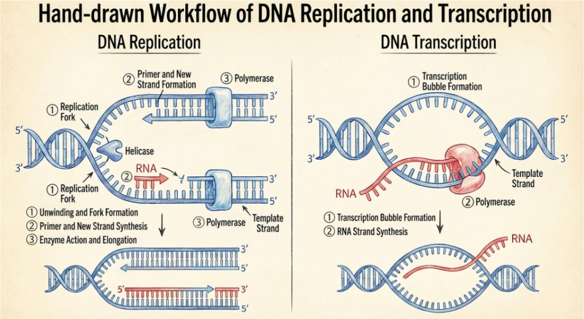 DNA Replication and Transcription Workflow | EdrawMax Templates