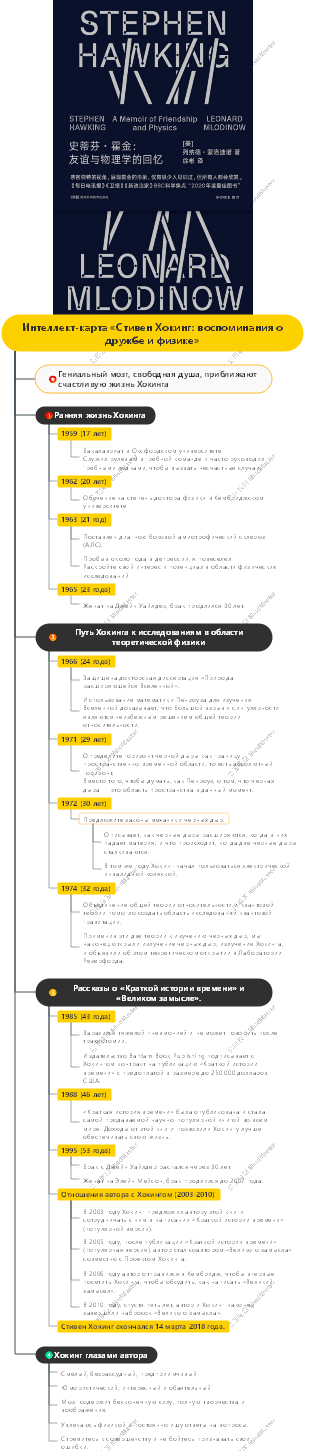 Интеллект-карта «Стивен Хокинг воспоминания о дружбе и физике»