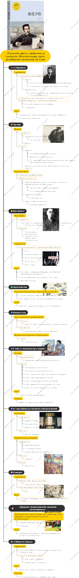 «Утренние цветы, сорванные в сумерках» Мыслительная карта из собрания сочинений Лу Синя