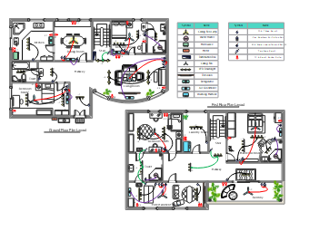 Two-Floor Residential Electrical Floor Plan Layout