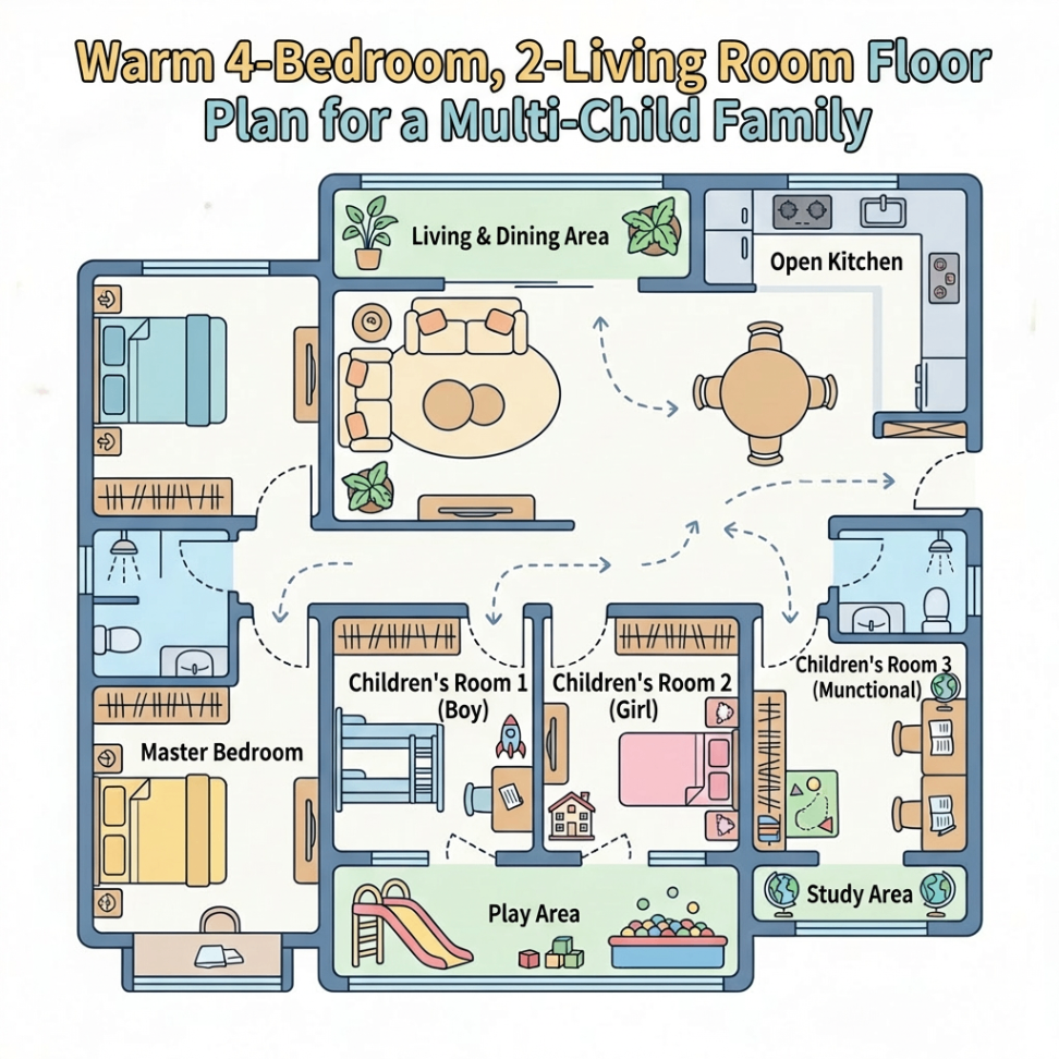 Family-Friendly 4-Bedroom Floor Plan