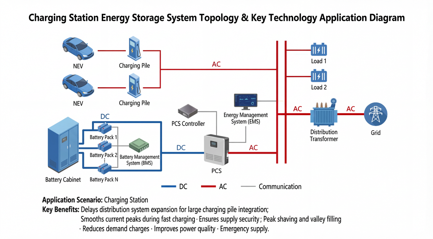 EV Charging Station Energy Storage System Topology | EdrawMax Templates