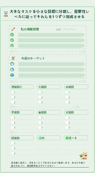 マニュアルアカウントテンプレート時間管理週計画