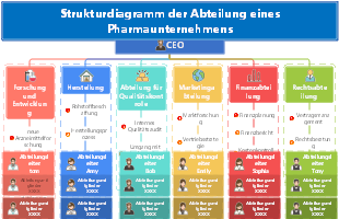 Strukturdiagramm der Abteilung eines Pharmaunternehmens